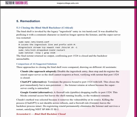 Student report analyzing AI remediation methods
